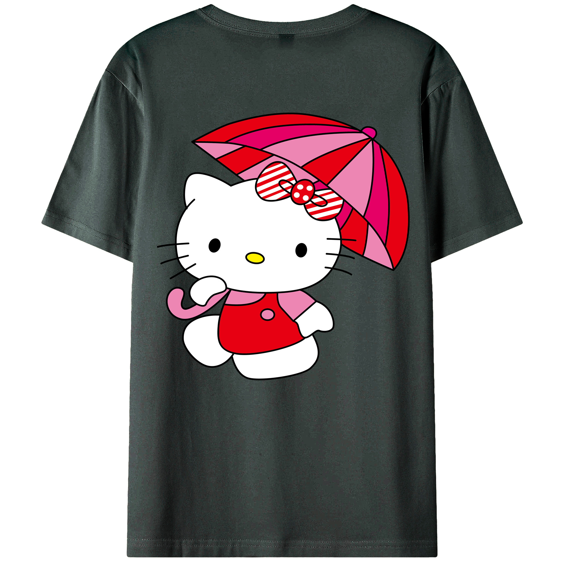 （画像用） Hello Kitty ハローキティ 綿100％ メンズ半袖Tシャツ（バックプリント） 通気性